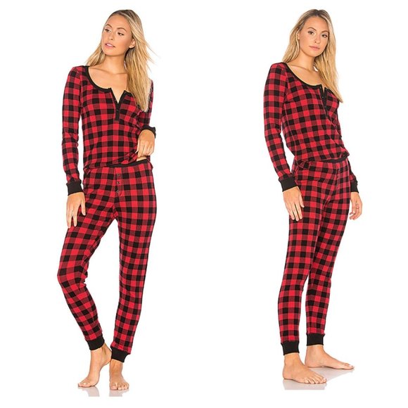 Plush Apparel Other - REVOLVE Plush Thermal PJ Set Plaid XS NWT Red